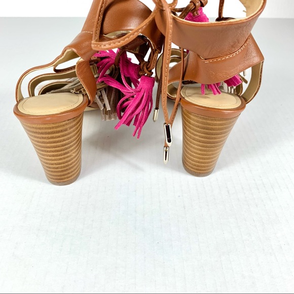 Marc Fischer Fringe Leather Lace Up Sandals - Picture 4 of 5